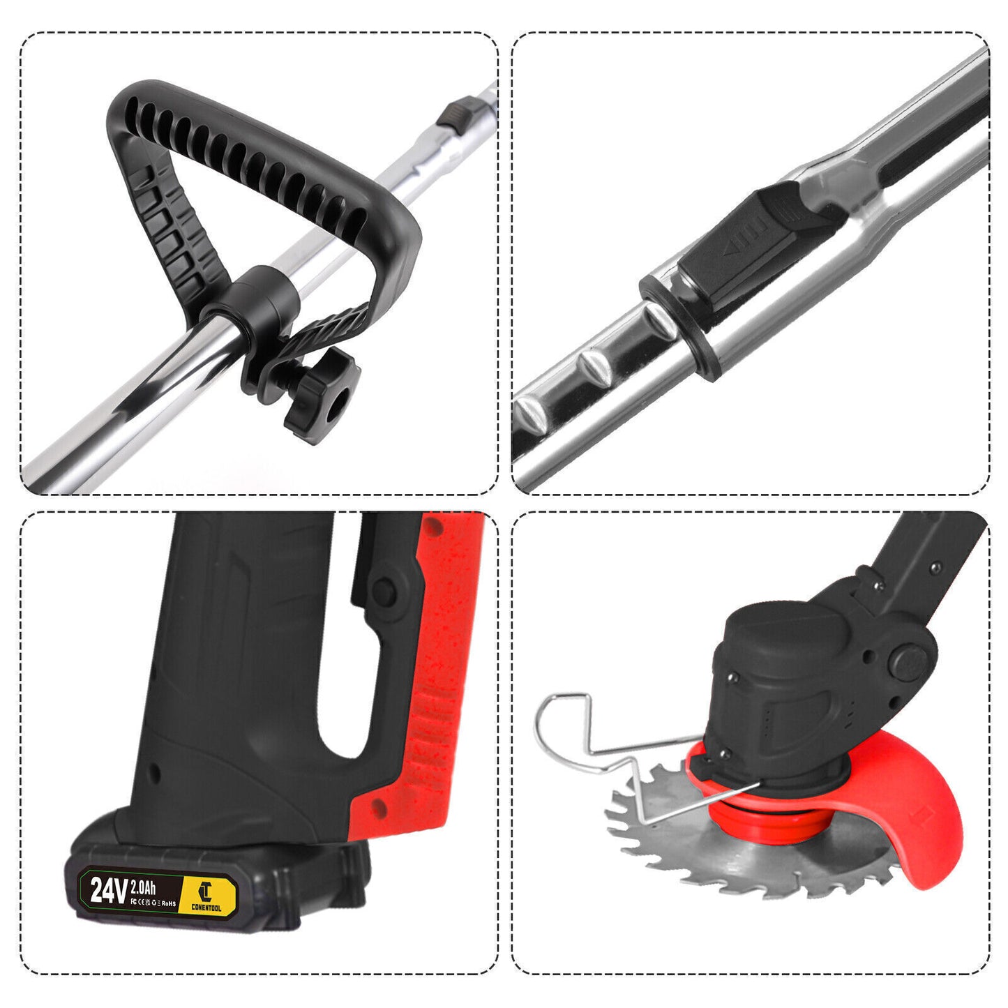 Cordless Grass Trimmer & Edger – 2x Batteries, 30 Blades, Adjustable Telescopic Shaft