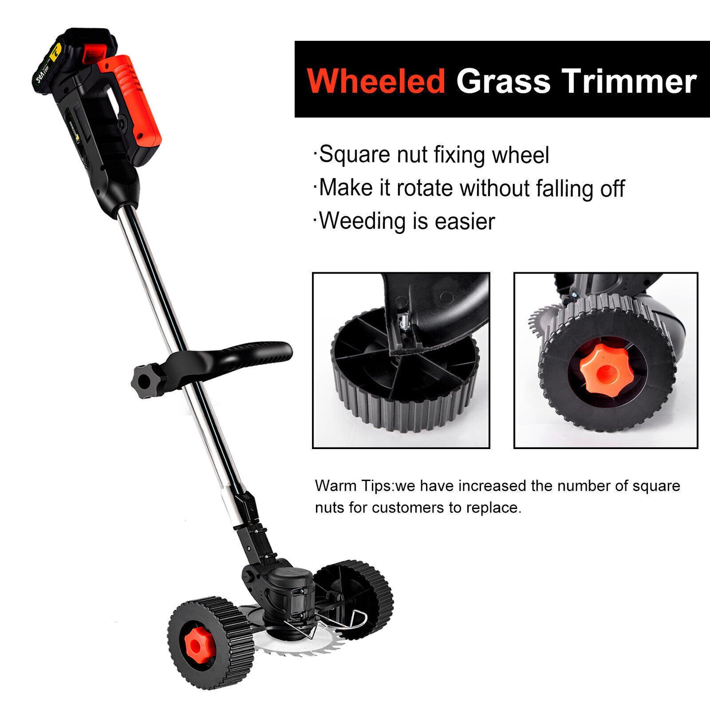 Cordless Grass Trimmer & Edger – 2x Batteries, 30 Blades, Adjustable Telescopic Shaft