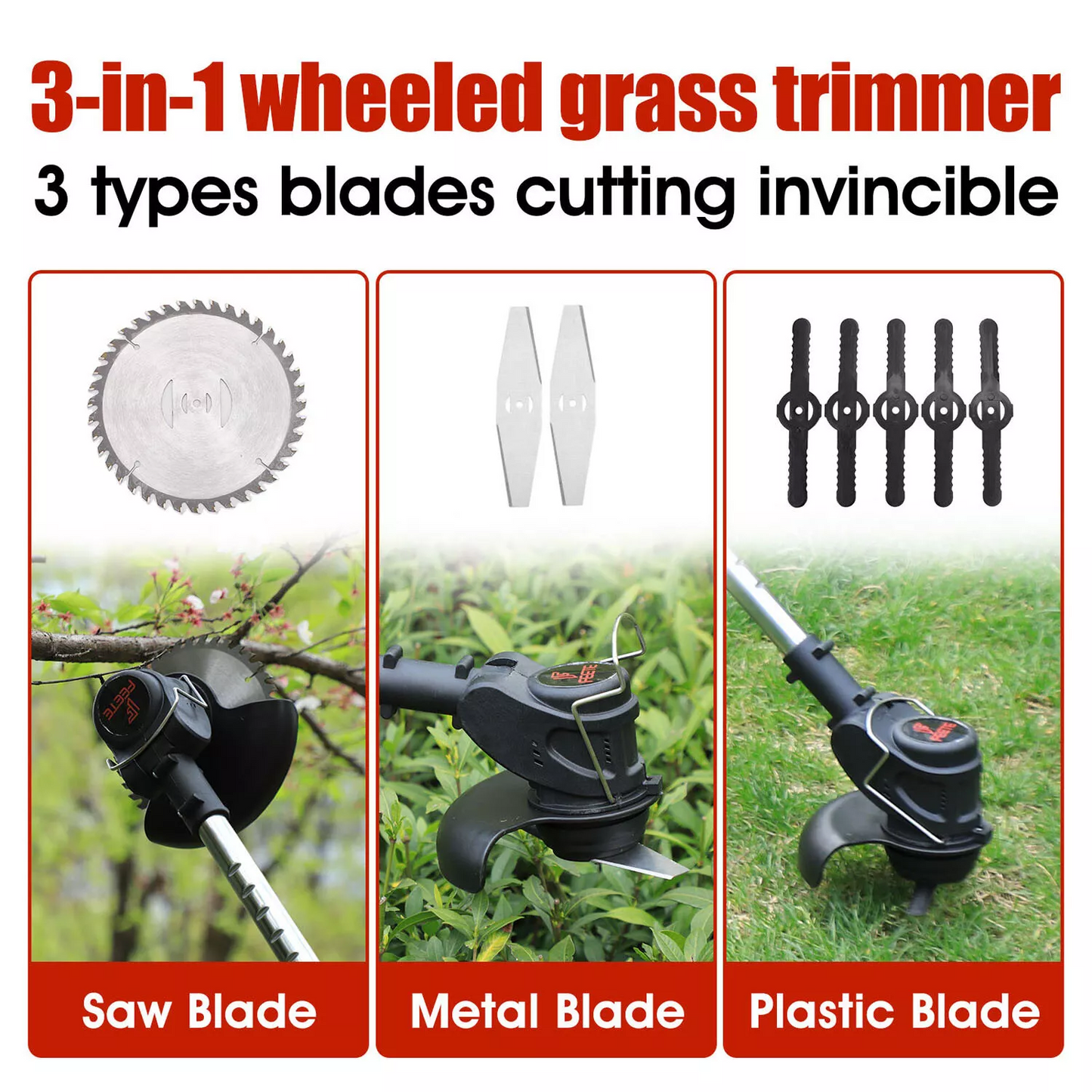Cordless Grass Trimmer & Edger – 2x Batteries, 30 Blades, Adjustable Telescopic Shaft