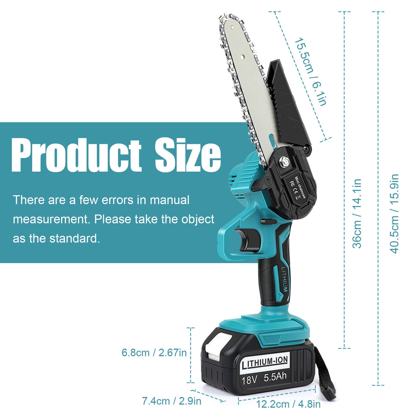6” Cordless Electric Chainsaw – Rechargeable Handheld Wood Cutter with Battery & Charger
