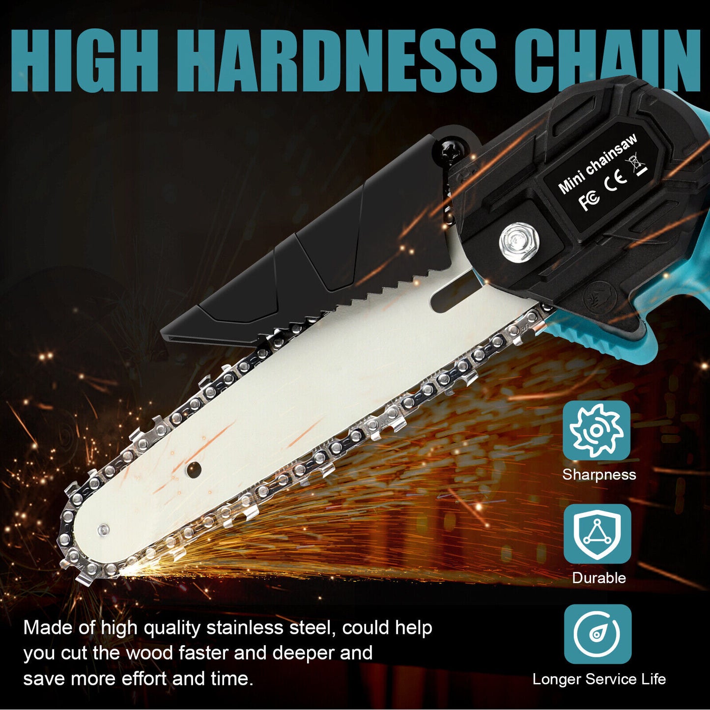 6” Cordless Electric Chainsaw – Rechargeable Handheld Wood Cutter with Battery & Charger
