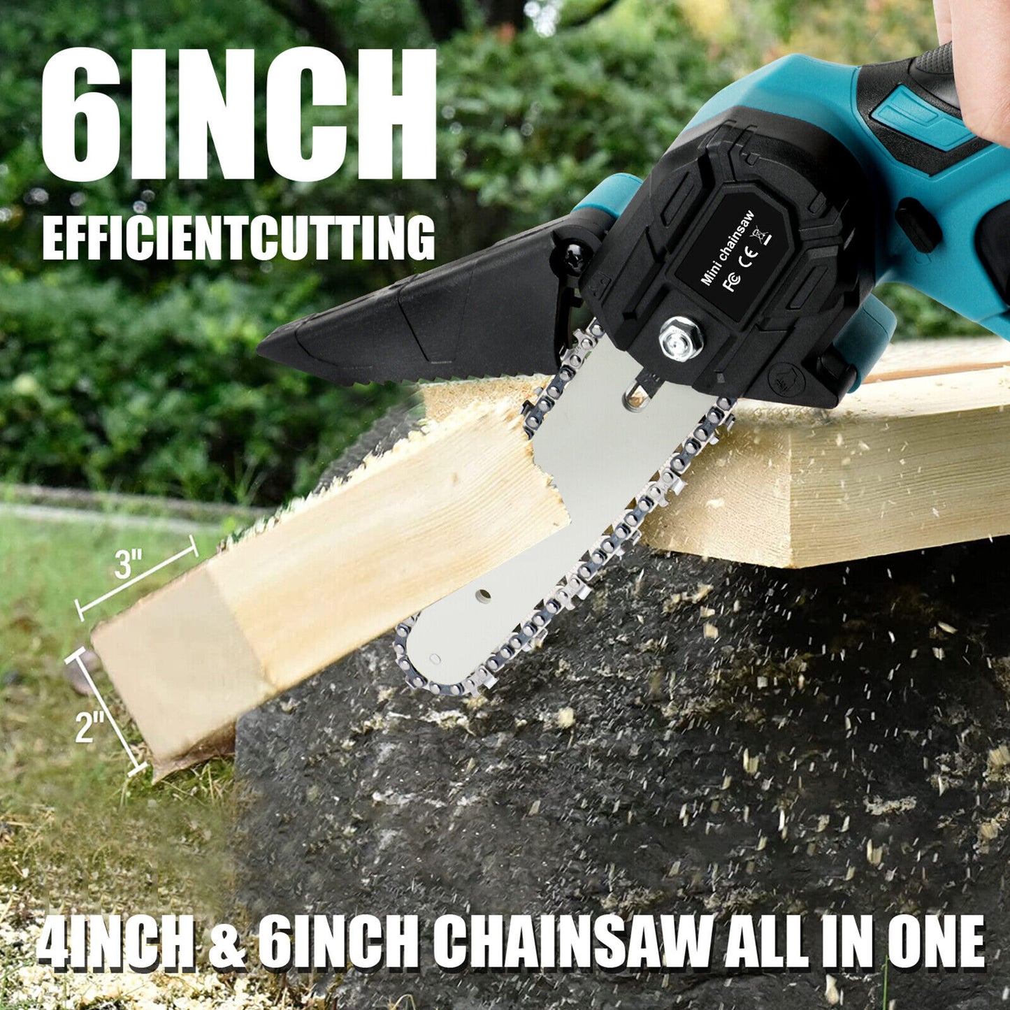 6” Cordless Electric Chainsaw – Rechargeable Handheld Wood Cutter with Battery & Charger