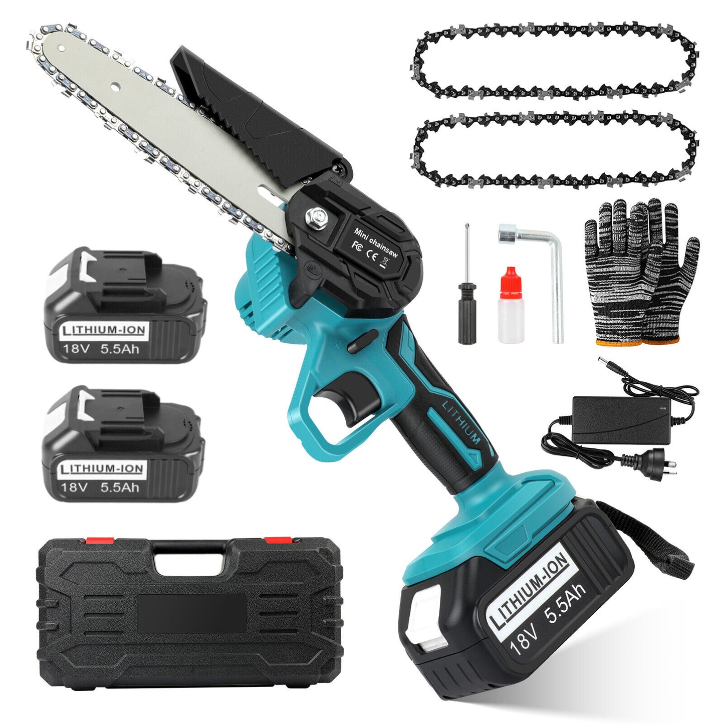 6” Cordless Electric Chainsaw – Rechargeable Handheld Wood Cutter with Battery & Charger