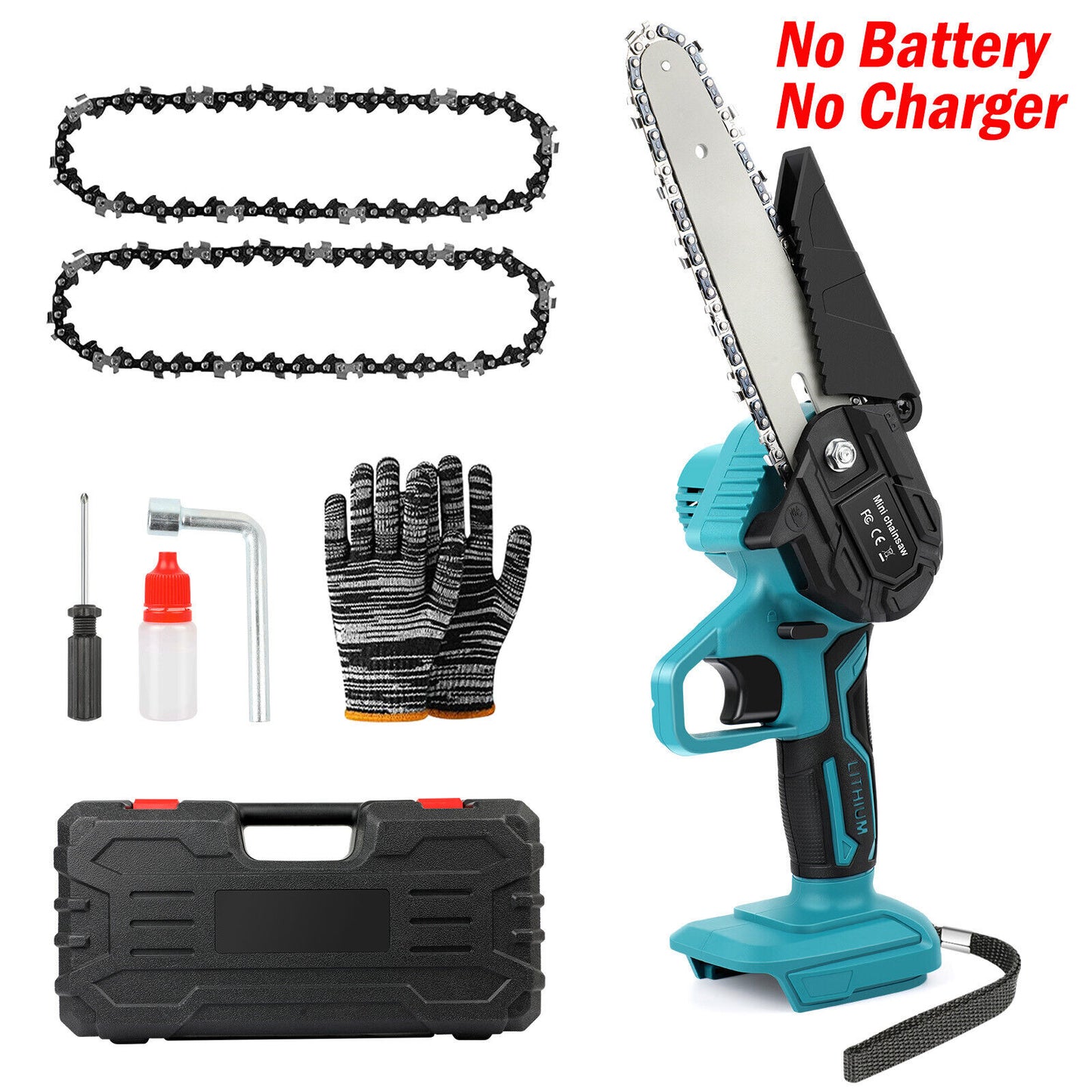 6” Cordless Electric Chainsaw – Rechargeable Handheld Wood Cutter with Battery & Charger