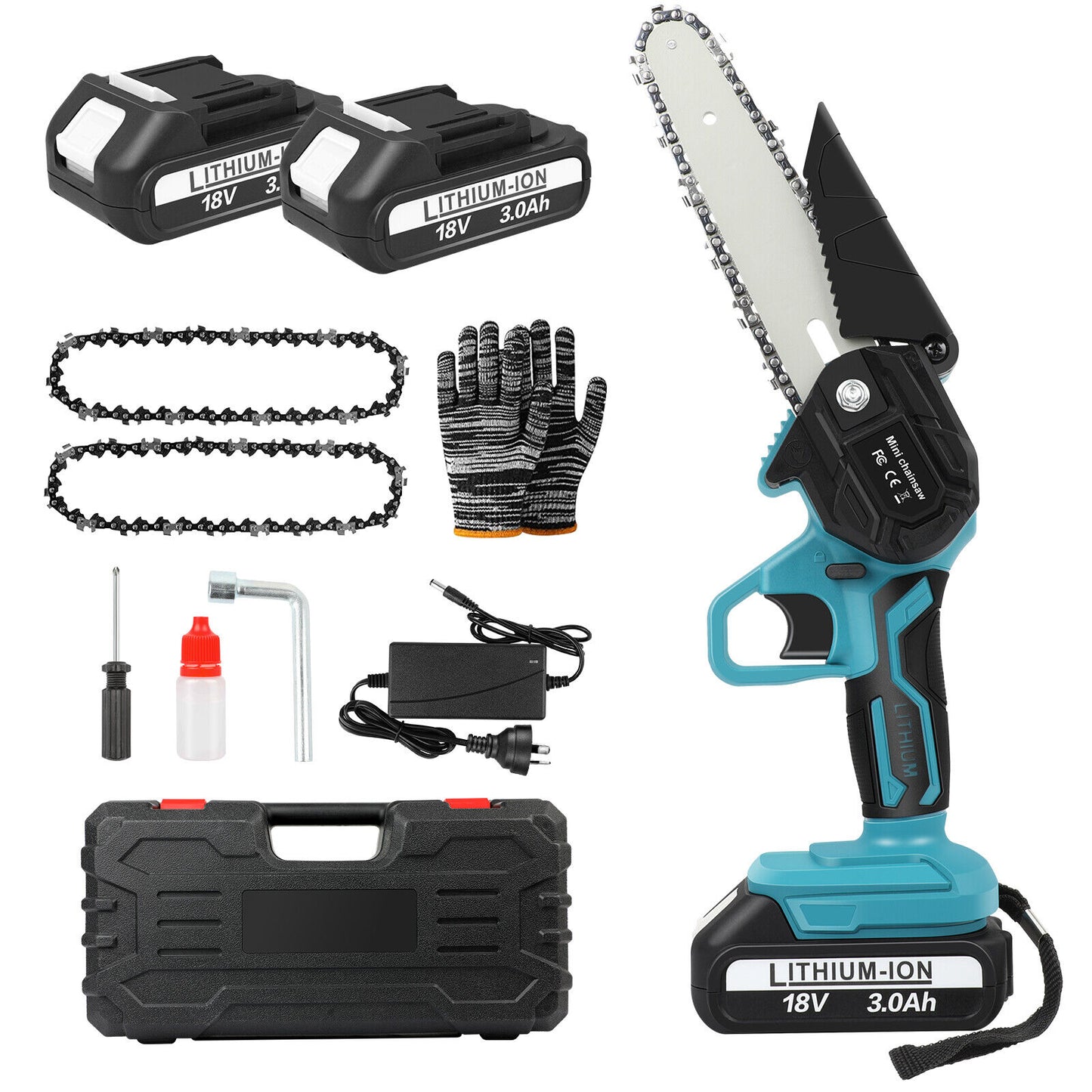 6” Cordless Electric Chainsaw – Rechargeable Handheld Wood Cutter with Battery & Charger