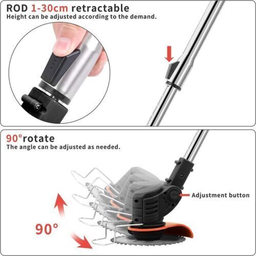 Cordless Grass Trimmer & Edger – 2x Batteries, 30 Blades, Adjustable Telescopic Shaft