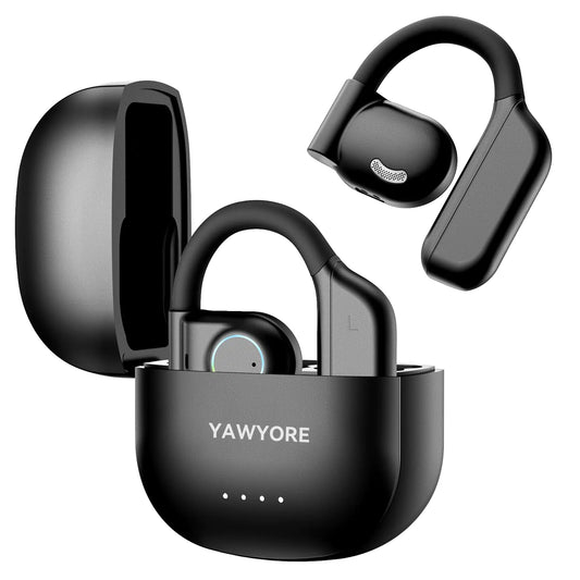 Open Ear Headphones Wireless Bluetooth 5.3 Earbuds with Earhooks Microphone Clear Sound60H Playtime IPX7 Waterproof Light Weight Comfortable FitSuitable for RunningWorkouts(Black)