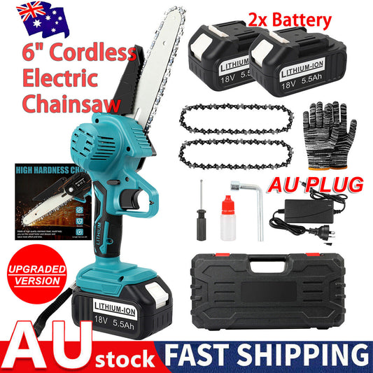 6” Cordless Electric Chainsaw – Rechargeable Handheld Wood Cutter with Battery & Charger